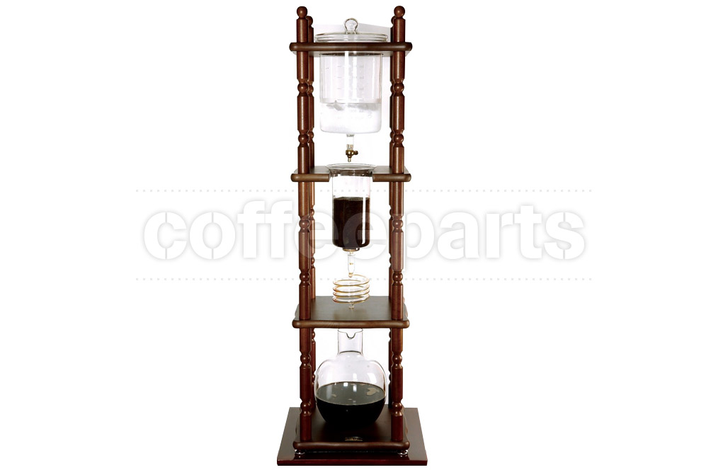 Yama Glass 25 Cup Cold Drip Maker Curved Brown Wood Frame